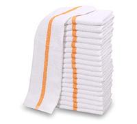 60 PC New Cotton Blend White Restaurant Bar Mops Kitchen Towels (5 Dozen) (60, Gold Stripe)