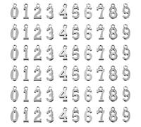 60 Pcs 0-9 Number Charm Pendants Metal 0-9 Number Dangle Charms Pendant For Diy Craft Keychain Brooch Bracelet Wristbands Necklace Earring Jewelry Making Finding Gift Tag Box Card Packaging Decoration