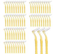 60 Pcs 1-1.2mm Interdental Brushes,Yellow Interdental Brushes, Non-Slip Handle, Angled Head Tooth Picks for Braces Oral Cleaning Remove Food