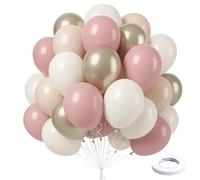 60 Pcs 12 Inch Pink Sand White Balloons, Dusty Pink Beige Balloons, The balloon colors included in the set include pink, champagne gold, skin tone, sandy white, and maca yellow, Wedding Decorations
