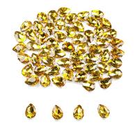 60 Pcs 13x18 mm Sew on Rhinestones for Bedazzling,Teardrop Metal Base Rhinestones for Clothes,Faceted Sparkling Crystal Glass Bedazzling Gems for Crafting(Gold)