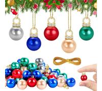 60 PCS 16mm Mini Christmas Tree Decorations Balls, Colorful Miniature Christmas Balls Decorations, Glitter Shatterproof Xmas Tree Baubles, Mini Hanging Ball for Xmas Holiday Party Home Decoration