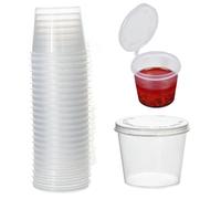 60 Pcs 1oz Small Pots with Lids, Small Plastic Sauce Pots with Lids, Plastic Tubs Sauce Condiment Containers for Salads Dips