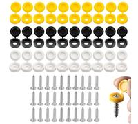 60 Pcs 304 Stainless Steel car number plate screws and caps, License Plate Screw Caps Car License Plate Fixing Devices,number plate screws and caps,Black, White and Yellow (10 Each Color)