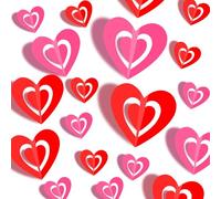 60 Pcs 3D Heart Wall Stickers - Waterproof Love Decorations for Bedroom, Living Room and Party Decor, Perfect for Mother’s Day and Romantic Celebrations (Red+ Pink)