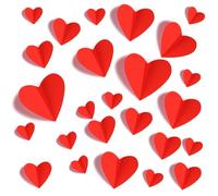 60 Pcs 3D Heart Wall Stickers - Waterproof Love Decorations for Bedroom, Living Room and Party Decor, Perfect for Mother’s Day and Romantic Celebrations (Red)