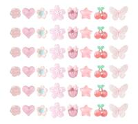 60 Pcs 3D Pink Phone Case Charms Resin Bow Star Cherry Charm Flat Back Flower Heart Cabochons Flatback Strawberry Floral Charms Cute Butterfly Embellishments Slime Charm Ornaments