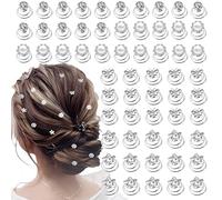 60 PCS 4 Shapes Gems Rhinestone Twister Hair Studs Set Diamond Spiral Pearl Flower Jewels Hair Pins Sticks for Wedding, Bridal, Prom, Party and Special Occasion, Butterfly