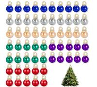 60 Pcs 6 Colors Small Christmas Baubles, Small Baubles, Mini Baubles for Small Tree, Mini Baubles for Crafts, Mini Christmas Tree Decorations, Multicoloured Christmas Baubles (Mixed Color)
