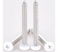 60 pcs # 8 X 1 1/2" White Screws White pan Head Machine Screws White rv Screws Twinfast Thread Cargo RV Zinc Plated Corrosion Resistance #2 Phillips Bit with Screw Bit