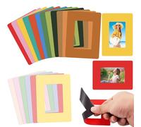 60 Pcs Adsorptive Picture Frames, 4.5 x 3.3 in Wallet Size Photo Frame Sleeves, Reusable Multicolor Display for School Locker, Whiteboard, Cabinet, and Refrigerator