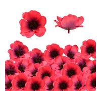 60 PCS Artificial Poppy Flowers, Fake Flowers for Remembrance Day Poppies, Silk Poppy Artificial Flower with Flower Branch Head, Veterans Day Decoration, for Veterans Days Outdoor Grave Garden Decor