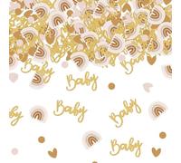 60 Pcs Baby Shower Confetti - Gold and Neutral Table Scatter Decorations - Cute Baby Footprints, Rattles, and Stars - Perfect for Baby Showers, Gender Reveal Parties, and Newborn Celebrations