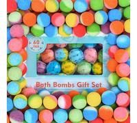 60 Pcs Bath Bombs Set - Massive Quantity Natural Bath Bombs for Kids/Women/Men Individually Wrapped Handmade Organic Bath Supplies Relaxing Kit - for Birthday, Christmas, Mother's Day
