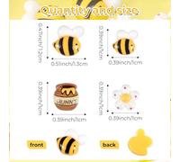 60 PCS Bee Beads Tiny Jar Flower Bees for Crafts Bumble Bee Decorations Embellishments Buttons Plastic Bumble Bees Decor for DIY Art Crafts Birthday Party Table Garden Micro Landscaping Decoration