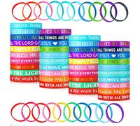 60 Pcs Bible Verse Bracelets Motivational Daily Reminder Gifts Christian Scripture Rubber Bracelets Jesus Wristbands Bible Verse Silicone Wristbands for Church Women Men Party Team(120 Pieces)