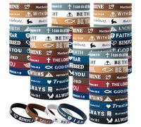 60 Pcs Bible Verse Wristbands - Rubber Silicone Scripture Bracelets with Inspirational Quotes - Christian Gifts for Church Events, Baptism & Easter Bulk Favours