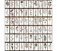 60 Pcs Botanical Wild Flower Stencils for Crafts - Reusable DIY Art Stencils for Painting, Scrapbooking, Card Making & Wall Decor