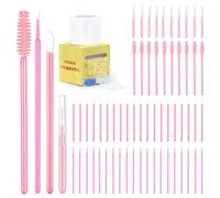 60 Pcs Brow Lamination Supplies Kit with 1 Pack Eyebrow Tattoo Plastic Wrap Disposable Lip Applicators Eyebrow Spoolies Brush Micro Swabs Interdental Brushes for DIY Eyebrow Lift Tint Tools(Pink)