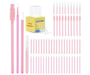 60 Pcs Brow Lamination Supplies Kit with 1 Pack Eyebrow Tattoo Plastic Wrap Disposable Lip Applicators Eyebrow Spoolies Brush Micro Swabs Interdental Brushes for DIY Eyebrow Lift Tint Tools(Pink)