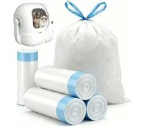 60 Pcs Cat Litter Bags, 4 Rolls White and Blue Litter Tray Liners with Carry Handle for Daily Waste Cleaning, Self Cleaning Cat Litter Box, Durable, Tear Resistant