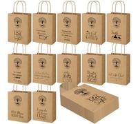 60 PCS Christian Gift Bags Bulk Religious Brown Kraft Paper Bags with Handles Bible Verse Inspirational Designs for Church Welcome Gifts Pastor Family Baptism Reunion