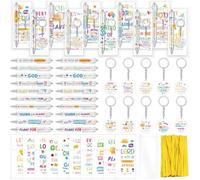 60 Pcs Christian Inspirational Bible Verses Gifts Scripture Inspirational Quotes Keychains Colorful Christian Pens Scripture Stationery Cards Religious Favors for Sunday School Church