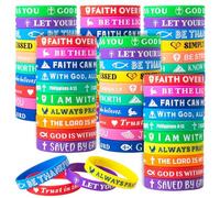60 Pcs Christian Silicone Wristbands, Bible Verse Rubber Bracelets for Men Women Kids - Inspirational Religious Gifts, First Communion, Church Events, Party Favors, Motivational Faith Accessories