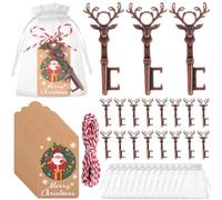 60 Pcs Christmas Gifts Deer Head Key Bottle Opener Retro Elk Shape Beer Openers Blessing Tags Christmas Tree Decoration Employee Coworker Christmas Gifts for Birthday Xmas Party Favors Staff Team Gift