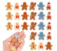 60 Pcs Christmas Gingerbread Man Ornaments, 6 Styles Mini Resin Gingerbread Man Figurines Decorations for Christmas Party Decoration DIY Crafts