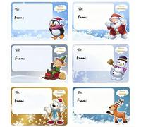 60 Pcs Christmas Labels Christmas Stickers Gift Tags Self Adhesive for Presents Xmas Stick on Large Bottle Labels for Gift Wrapping Cards & Envelopes Writable