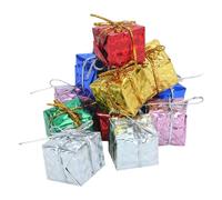 60 PCS Christmas Shiny Mini Boxes Ornaments Assorted Colors Metallic Foil Wrapped Gift Ornaments DIY Hanging Present Package Decoration Boxes for Christmas Tree Holiday Party Decorations (A)