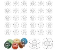 60 Pcs Clear Class 15 Plastic Sewing Machine Bobbins, Transparent Standard Sizes Bobbin Holder, Sewing Machine Bobbins Accessories Compatible for Brother Singer Janome Kenmore Machines Style