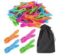 60 Pcs Clothes Pegs, Non Slip Clothes Clips Spring Clothespins with Storage Bag, Multicolor Windproof Clothespins Laundry Pegs for Washing Line Laundry Bathroom Kitchen