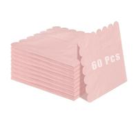 60 Pcs Cocktail Napkins, Disposable Scalloped Beverage Napkins, Pink Dessert Napkin, Soft Paper Napkins for Dinner Birthday Wedding Party Baby Shower, 5 x 5 Inch (Light Pink)