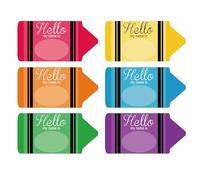 60 Pcs Crayons Bulk Cutouts Colorful Cardstock Bulletin Board Decorations Hello My Name is Tag for Name Tags Door Decor Posterboard Back to School Classroom Must Haves School Events