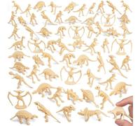 60 Pcs Dinosaur Bones for Sandbox, Mini Dinosaurs Bones for Kids, Mini Dinosaur Skeleton Figures for Science Play, Dino Fossil Toys for Dino Sand Dig, Party Favor, Cake Topper Decoration
