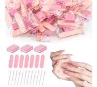 60 Pcs Disposable Manicure Kit, Includes Mini Nail Files, Nail Buffing Blocks, and Crystal Cuticle Pusher Sticks for Press on Nails, Salon and Home Use Double Sided Nail Care Tools