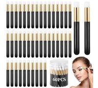 60 Pcs Eyelash Shampoo Brushes With Clear Container, Portable Lash Cleaning Brush, 3.7 X 0.4 Inches