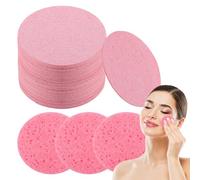 60 Pcs Facial Sponges Cleansing,Natural Wood Pulp Cotton Facial Washing Sponge for Facial Cleansing for Liquid, Creams, and Powders, Wet and Dry use, Perfect for Everyday Use (Pink)