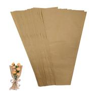 60 Pcs Flower Bouquet Wrapping Paper Sleeve - Kraft Paper Bag for Packaging, Shop, Mall - Mother's Day, Valentine's Day (Brown)