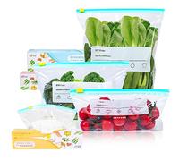 60 Pcs Food Storage Freezer Bags, Resealable Zip Lock Bags with Expandable Bottom, Reusable Sandwich Bag BPA Free Zip Seal Freezer Bag for Vegetable, Fruit, Grain, Candy (3 Sizes)