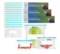60 Pcs Food Storage Zip Seal Freezer Bags,3 Sizes Ziplock Bags Food(3.5L, 2.5L, 0.5L),Reusable Zip Lock Bag,with Expandable Bottom,for Sandwich, Fruits,Vegetables,Meat,Grains