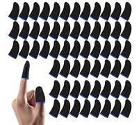 60 Pcs Game Finger Sleeves, Mageeki Thumb Finger Sleeves for Gaming, Anti-Sweat Breathable Seamless Gamer Finger Protectors Fit All Touchscreen Devices (Blue Edge)