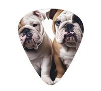 60 Pcs Guitar Picks Bulk 3 Different Thickness Personalized Guitar Plectrums With Storage Box Two Cute Bulldog Dogs Guitar Accessories For Bass Electric Guitar Acoustic Guitar Lovers