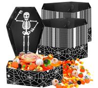 60 Pcs Halloween Paper Food Trays Disposable Coffin Nacho Trays Halloween Snack Candy Hot Dog Holder Serving Trays for Trick or Treat Halloween Party Supplies