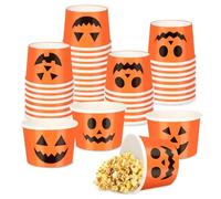 60 Pcs-Halloween Snack Cups Set, Pumpkin Snack Cups Disposable Paper Cups Pumpkin Themed Party Disposable Paper Bowl for Popcorn, Pumpkin Pie, Chocolate, Halloween Party Decorations (Pumpkin)