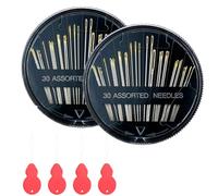 60 Pcs Hand Sewing Needles, Needles for Sewing with 4 Needle Threaders, Large Eye Sewings Needless 6 Size Assorted, Stainless Steel Sharp Needle for Embroidery, Stitching, Crafts
