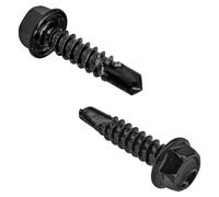 60 PCS Hex Head Self-Tapping Screws for Metal,Black 410 Stainless Steel Self-Drilling Screws (M4.2 * 19mm)