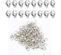 60 Pcs Jewellery Clasps, Lobster Clasps, Mini Bracelet Clasps,Clasp Key Split Clips Keychain Hooks for Jewellery Making Accessory DIY Crafts Suppliers 12mm x 7mm (Silver)